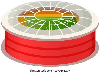 Sports stadium arena vector illustration in flat style. Modern football arena isolated on white background. Sports venue, building or structure for sporting competition, game tournament, championship