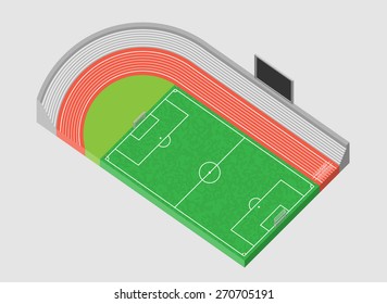 Sports Stadium and football field 3d. vector illustration.