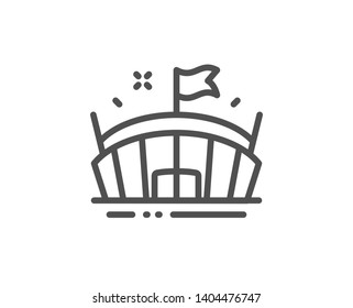 Sports stadium line icon. Arena with flag sign. Sport complex symbol. Quality design element. Linear style arena icon. Editable stroke. Vector - Shutterstock ID 1404476747