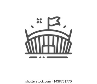 Sports stadium line icon. Arena with flag sign. Sport complex symbol. Quality design element. Linear style arena icon. Editable stroke. Vector