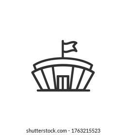 Sports stadium line icon. Arena with flag sign. Sport complex symbol. Vector icon