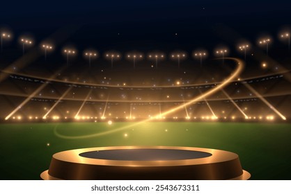 Sports stadium with stage and light effects