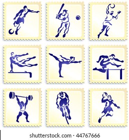 Sports Stamp Collection Original Vector Illustration