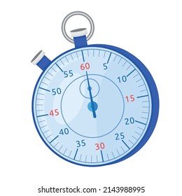 Sports stopwatch semi flat color vector object. Sporting equipment. Sports gear. Fitness tool. Full sized item on white. Simple cartoon style illustration for web graphic design and animation