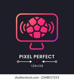 Sports streaming pink solid gradient desktop icon on black. Television channels. Livestream service. Pixel perfect 128x128, outline 4px. Glyph pictogram for dark mode. Isolated vector image