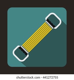 Sports stretchable belt icon in flat style on a blue background