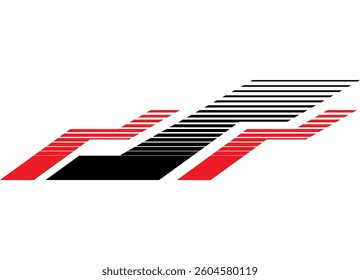 Sports striped vector pattern for sports car, sportswear, boat, toy. Strict broken Racing design element. Red and black striped vector background. Speed ​​lane
