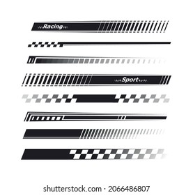 Sports stripes, car stickers black color. Racing decals for tuning.