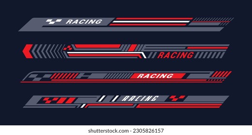 Sports stripes, car stickers black color. Racing decals for tuning