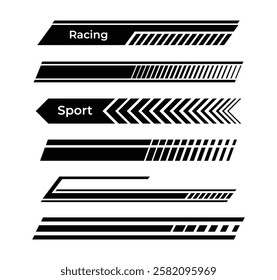 Sports stripes, car stickers black color. Racing decals for tuning.