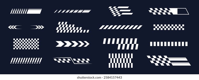 Sports stripes, car stickers black color. Racing decals for tuning. Turbo power, speed and drift vinyl decal for car bike and truck. Vector race car stickers isolated set.