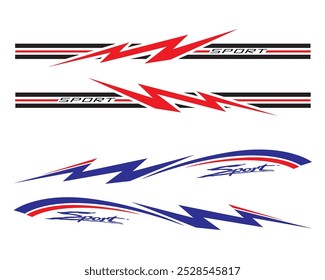 Sports stripes car stickers Racing decals for tuning. Wrap design for car vectors