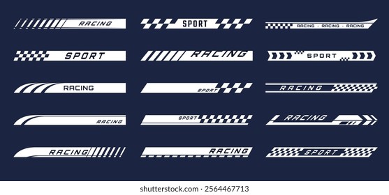 Sports stripes. Screensavers for racing competitions. Speed races cars, motorcycles, boats. Vector illustrations