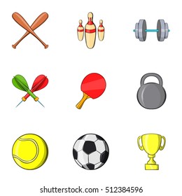 Sports stuff icons set. Cartoon illustration of 9 sports stuff vector icons for web