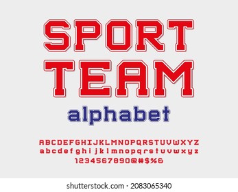sports style alphabet design with uppercase, lowercase, numbers and symbols