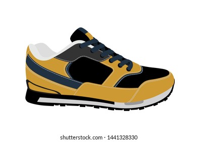 Sports summer sneakers in vector on a white background.Leather sneakers in vector.Sneakers logo in vector.