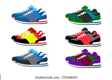 Sports summer sneakers in vector on a white background.Leather sneakers in vector.Sneakers logo in vector.