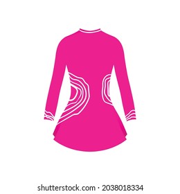 Sports swimsuit for gymnastic pink color. Dresses for ice skating.
Isolated vector illustration. One piece girl uniform. Female suit for training.