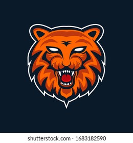 sports symbol of tiger face vector logo design template