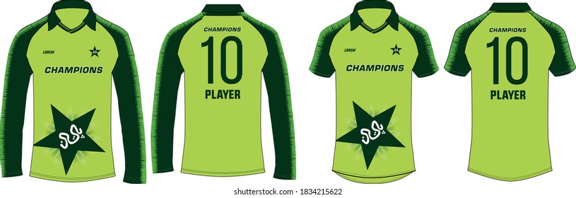 Camiseta deportiva Jersey para plantilla de vectores de ilustrador de críquet. Traducción del texto de jersey "Pakistán" en urdu