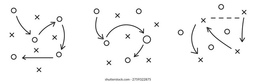 Sports tactics, strategy game plan, tactic for soccer,, playbook of coach