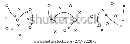 Sports tactics, strategy game plan, tactic for soccer,, playbook of coach