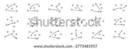 Sports tactics, strategy game plan, tactic for soccer,, playbook of coach