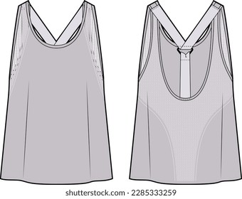 Sports tank top fashion vector sketch, Apparel template 