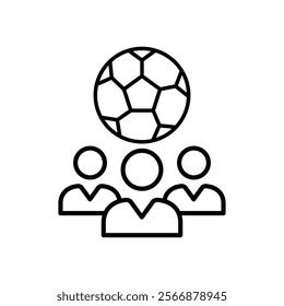 sports team icon in outline style. suitable for sports themes, football etc. isolated white background, editable.