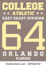 Sports team jersey design - athletic t-shirt. East coast - Orlando, Florida.