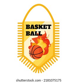 Sports Team Pennant. 3x3 Basketball Sport Equipment. Summer Games. Vector Cartoon Isolated Illustration.