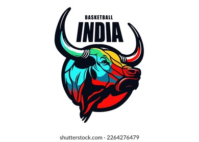 Sports team vector logo template, bull style