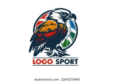 Sports team vector logo template, eagle style