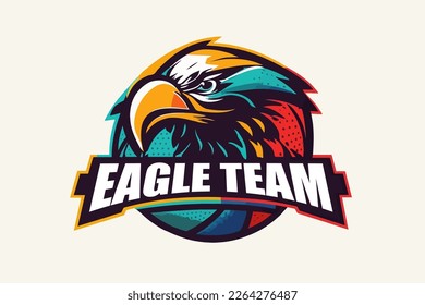 Sports team vector logo template, eagle style