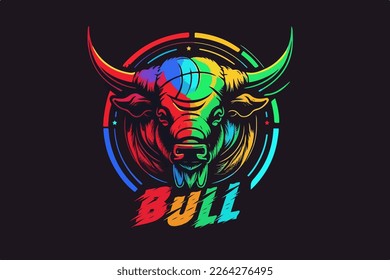 Sports team vector logo template, bull style