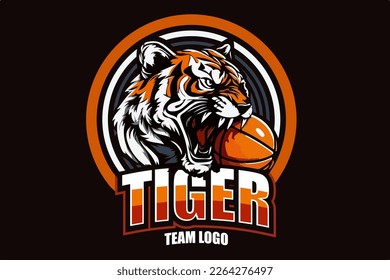 Sports team vector logo template, tiger style