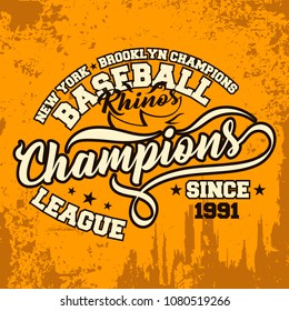 Sports team vintage denim grunge font with grunge background. Vector illustration design for t-shirt and printing.