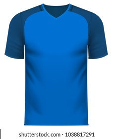 Sports team v-neck tee shirt mockup in generic common color combination pattern