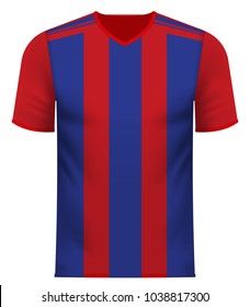 Sports team v-neck tee shirt mockup in generic common color combination pattern