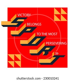 Sports tee graphics. Vector t-shirt design with 3d letters. Fitness apparel print with slogan.