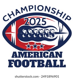Sports template for American football with ball. Vector color illustration.