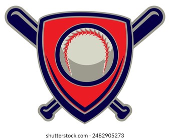 Sports template with baseball bats and shield for text placement.