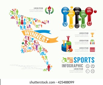 Sports Template Design Infographic . concept vector illustration