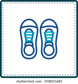 sports, tennis or sports shoes in blue lines. white background vector image