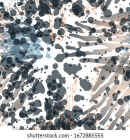 Sports Textile. Fashion Concept. Distress Print. Ochra, Sepia Illustration. Trending Surface Textile. Ink Stains. Spray Paint. Splash Blots. Artistic Creative Vector Background.