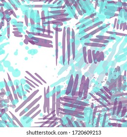 Sports Textile. Fashion Concept. Distress Print. Blue, Teal Illustration. Graffiti Surface Textile. Ink Stains. Spray Paint. Splash Blots. Artistic Creative Vector Background.