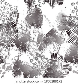 Sports Textile. Fashion Concept. Distress Print. Black, White Illustration. Glamour Surface Textile. Ink Stains. Spray Paint. Splash Blots. Artistic Creative Vector Background.