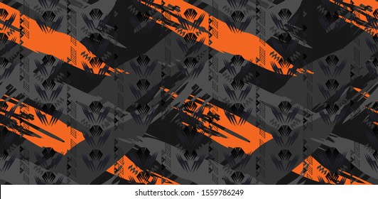 Sports textile modern seamless ethnic pattern wallpaper background. Vector bright print for fabric or wallpaper. Urban design for rug tapis. Camouflage Sport. T-shirt and apparels print graphic vector