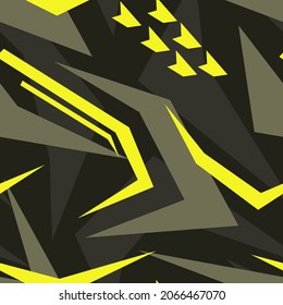 Sports textile modern seamless wallpaper background. Vector bright print for fabric or wallpaper. Yellow Camouflage Sports. T-shirt and clothing print graphic vector.  Urban camouflage