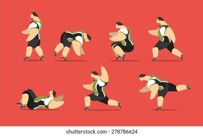 sports theme in various poses athlete doing gymnastics